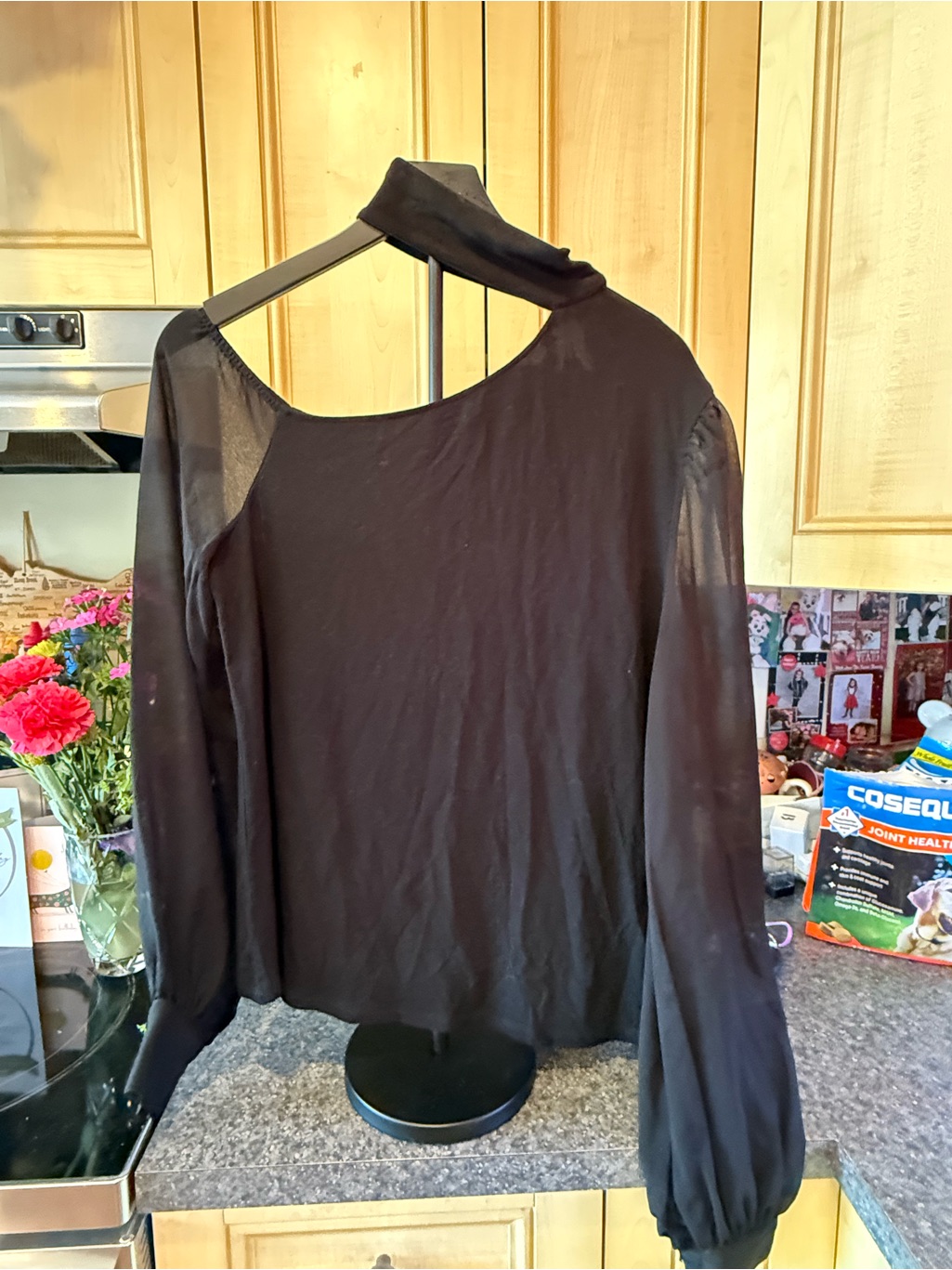 Generation Love Black Long-Sleeve Sheer Accent Women's Top